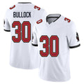 Tampa Bay #30 Bullock Player Football V Neck Short Sleeve Jersey White John For Men Youth Women Gift