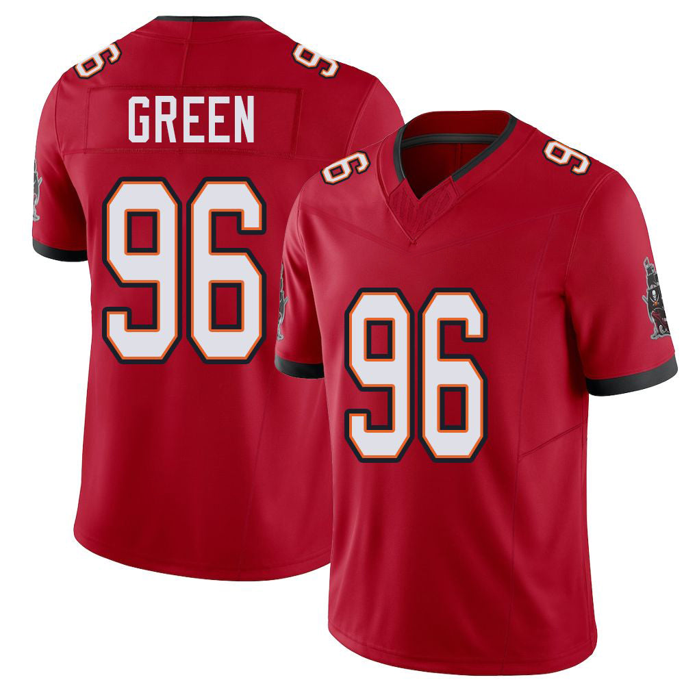 Tampa Bay #96 Green Player Football V Neck Short Sleeve Red Jersey Josiah For Men Youth Women Gift