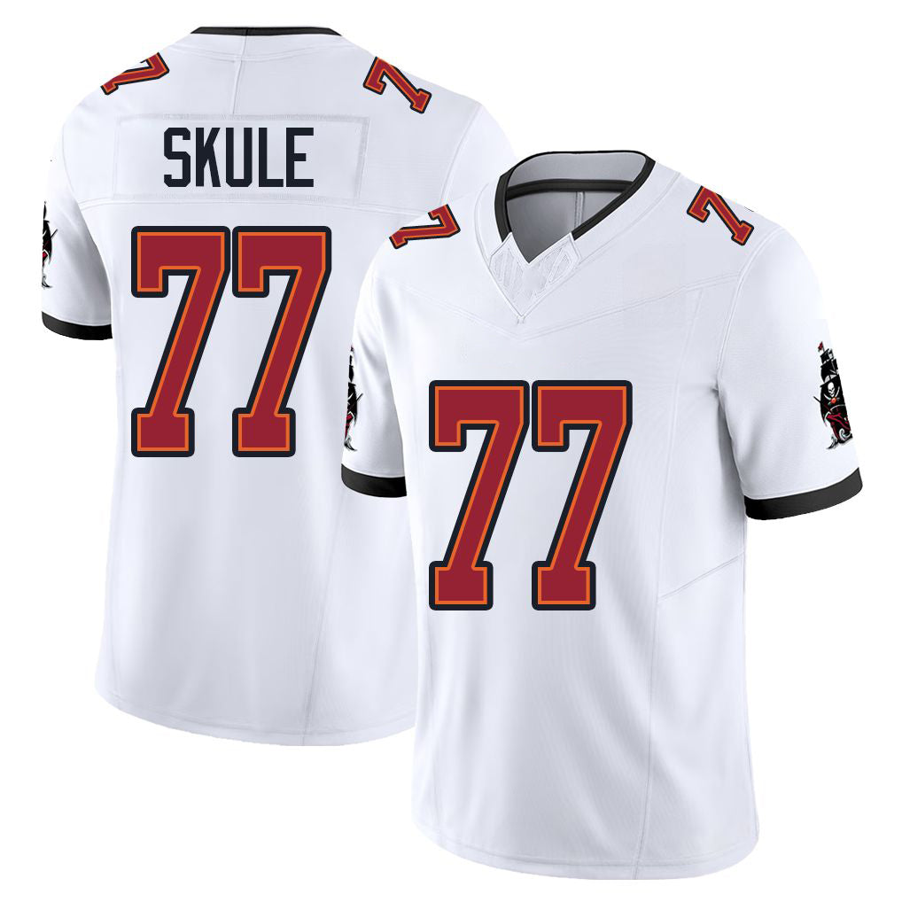 Tampa Bay #77 Skule Player Football V Neck Short Sleeve Jersey White Justin For Men Youth Women Gift
