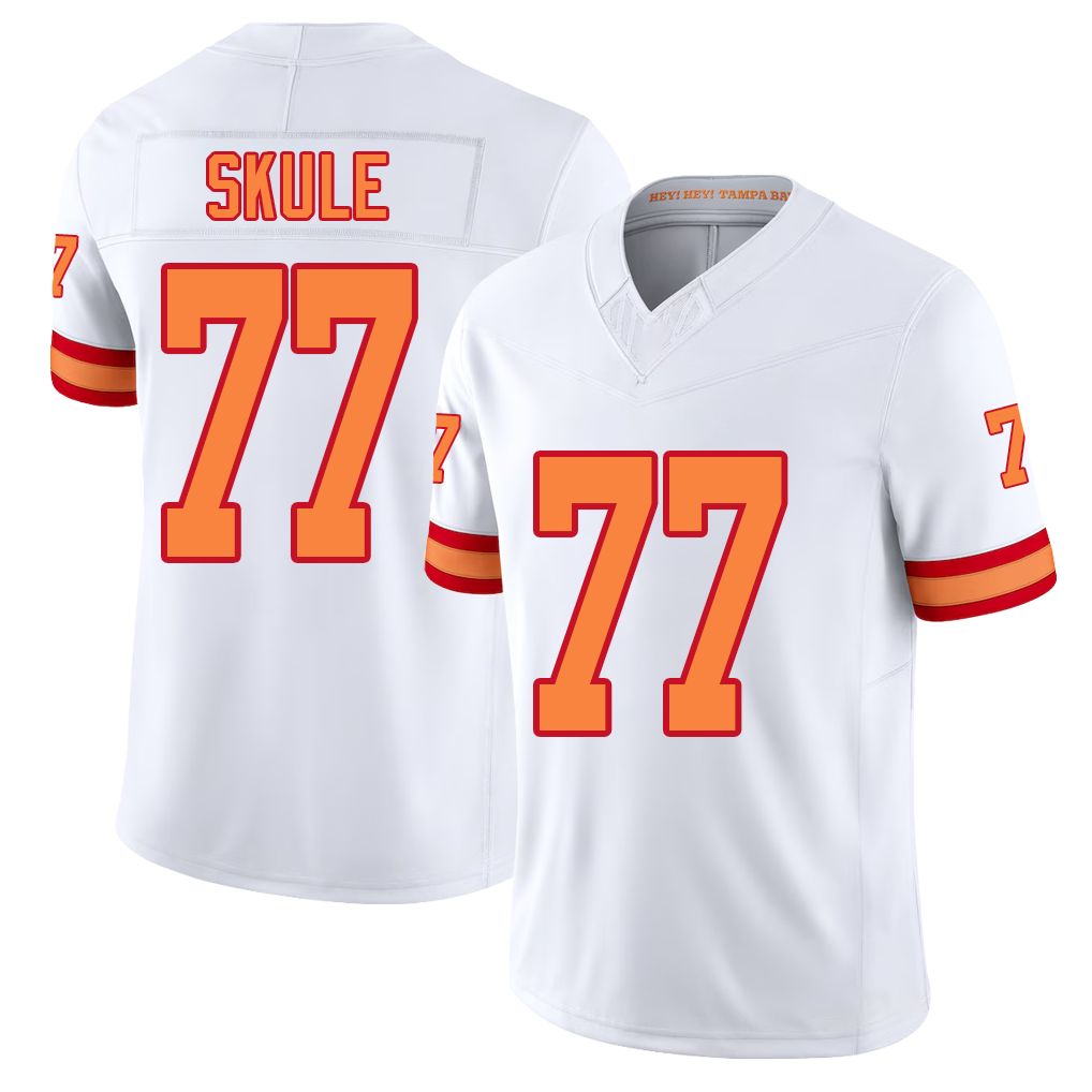Tampa Bay #77 Skule Player Football V Neck Short Sleeve White Jersey Justin For Men Youth Women Gift