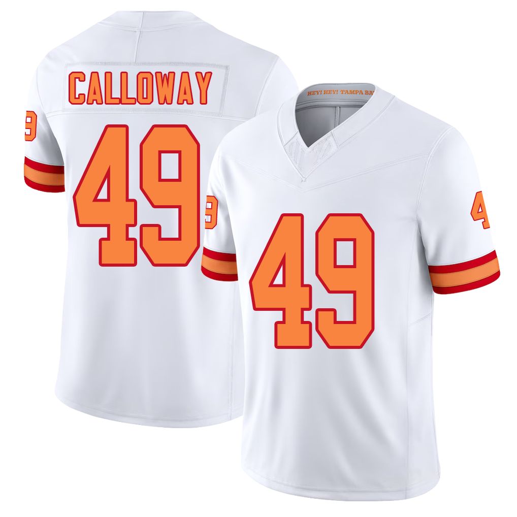 Tampa Bay #49 Calloway Player Football V Neck Short Sleeve White Jersey Kadarius For Men Youth Women Gift