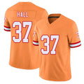 Tampa Bay #37 Hall Player Football V Neck Short Sleeve Orange Jersey Kemon For Men Youth Women Gift