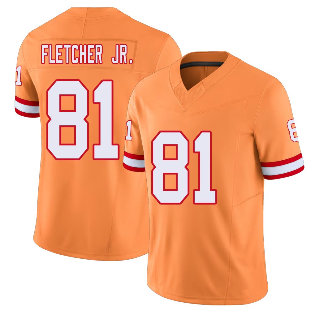 Tampa Bay #81 Fletcher Jr. Player Football V Neck Short Sleeve Orange Jersey Kenny For Men Youth Women Gift