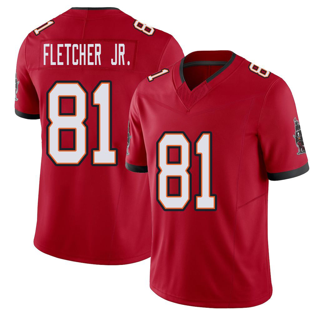 Tampa Bay #81 Fletcher Jr. Player Football V Neck Short Sleeve Red Jersey Kenny For Men Youth Women Gift