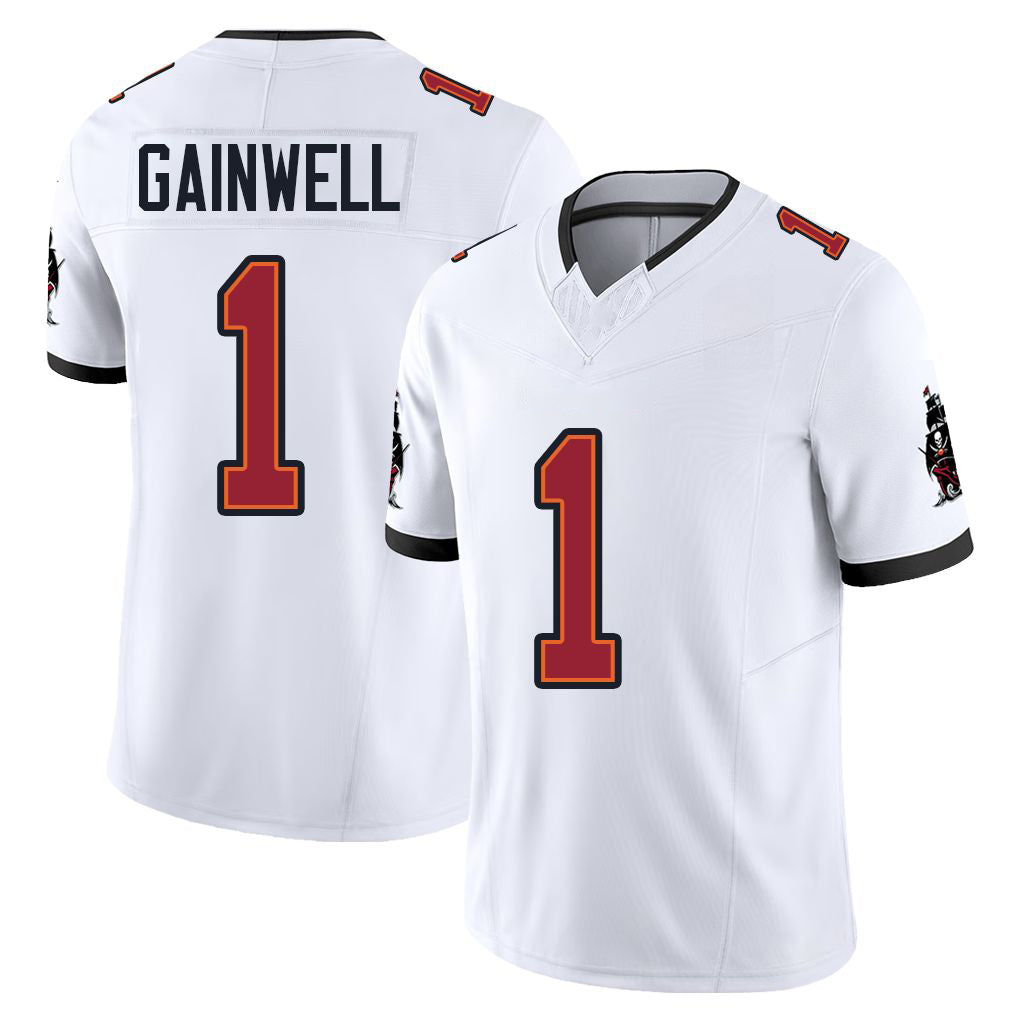 Tampa Bay #1 Gainwell Player Football V Neck Short Sleeve Jersey White Kenny For Men Youth Women Gift