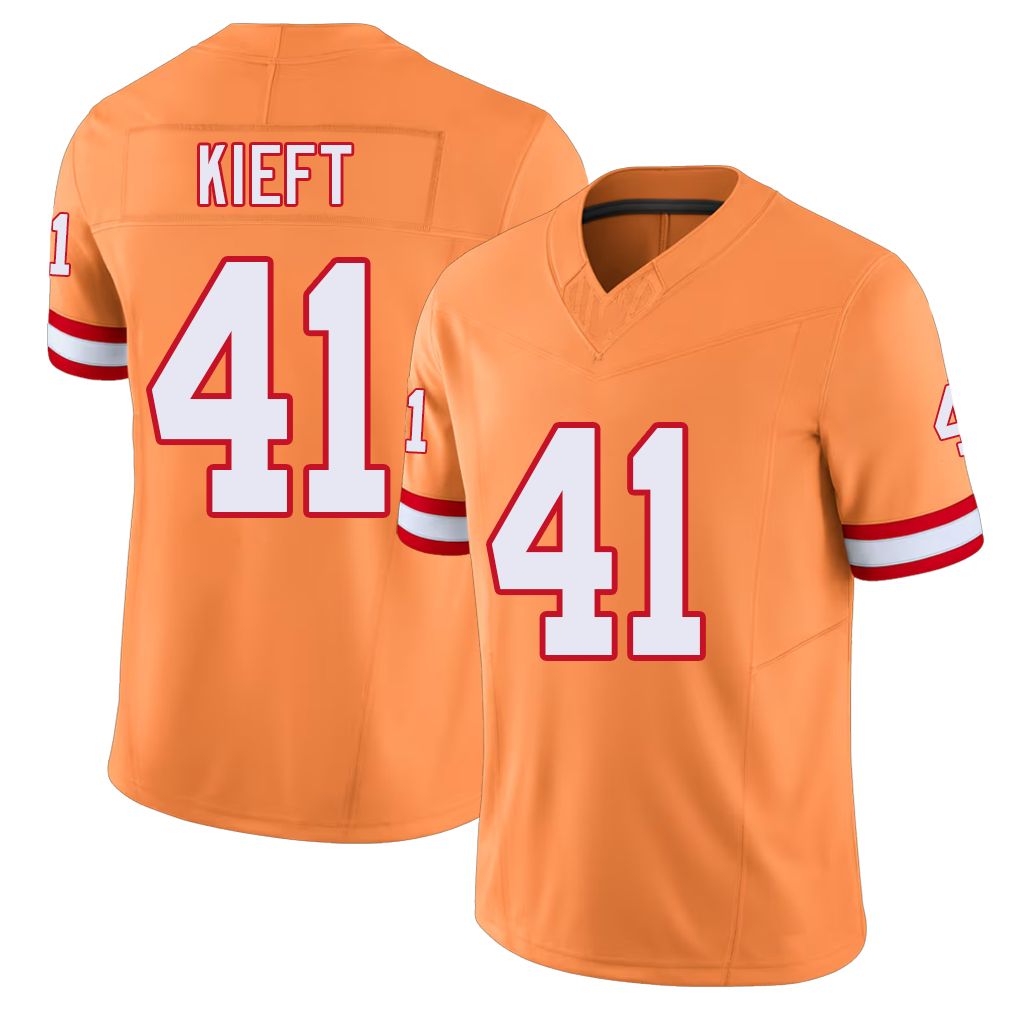 Tampa Bay #41 Kieft Player Football V Neck Short Sleeve Orange Jersey Ko For Men Youth Women Gift