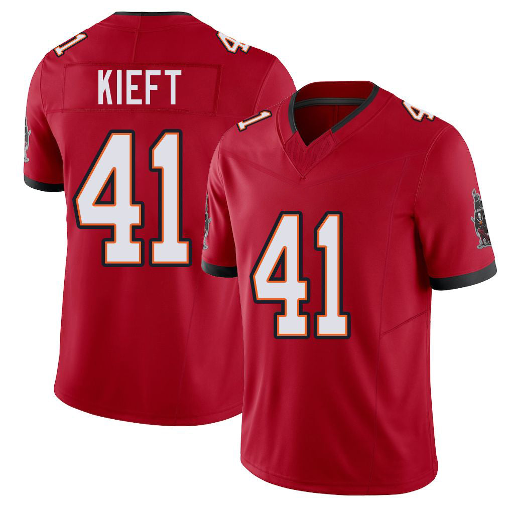 Tampa Bay #41 Kieft Player Football V Neck Short Sleeve Red Jersey Ko For Men Youth Women Gift