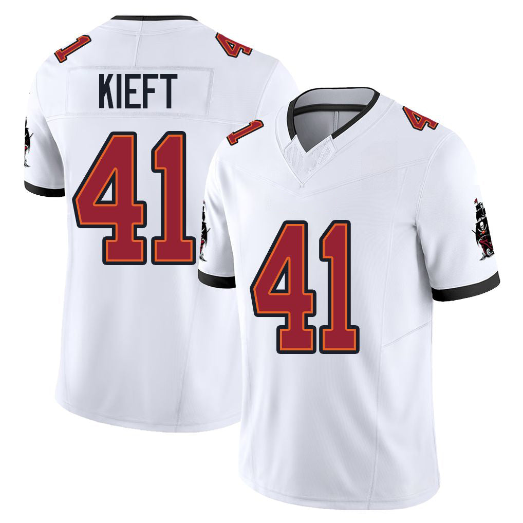 Tampa Bay #41 Kieft Player Football V Neck Short Sleeve Jersey White Ko For Men Youth Women Gift