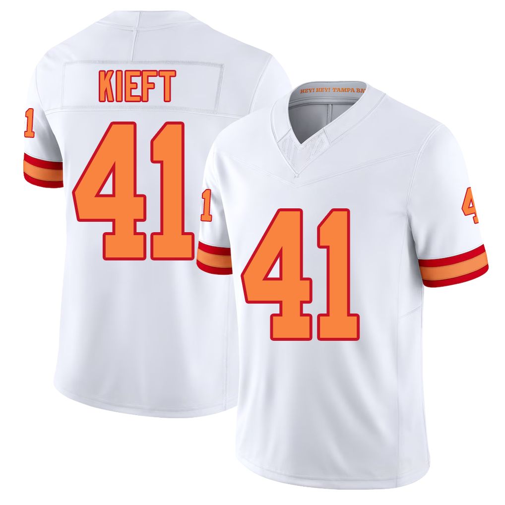 Tampa Bay #41 Kieft Player Football V Neck Short Sleeve White Jersey Ko For Men Youth Women Gift