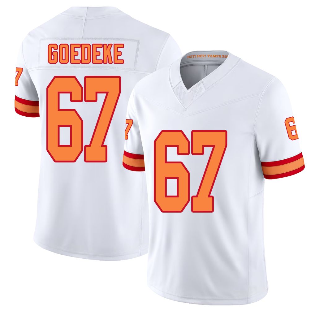 Tampa Bay #67 Goedeke Player Football V Neck Short Sleeve White Jersey Luke For Men Youth Women Gift