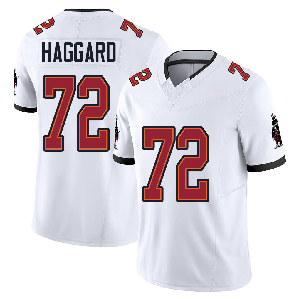 Tampa Bay #72 Haggard Player Football V Neck Short Sleeve Jersey White Luke For Men Youth Women Gift