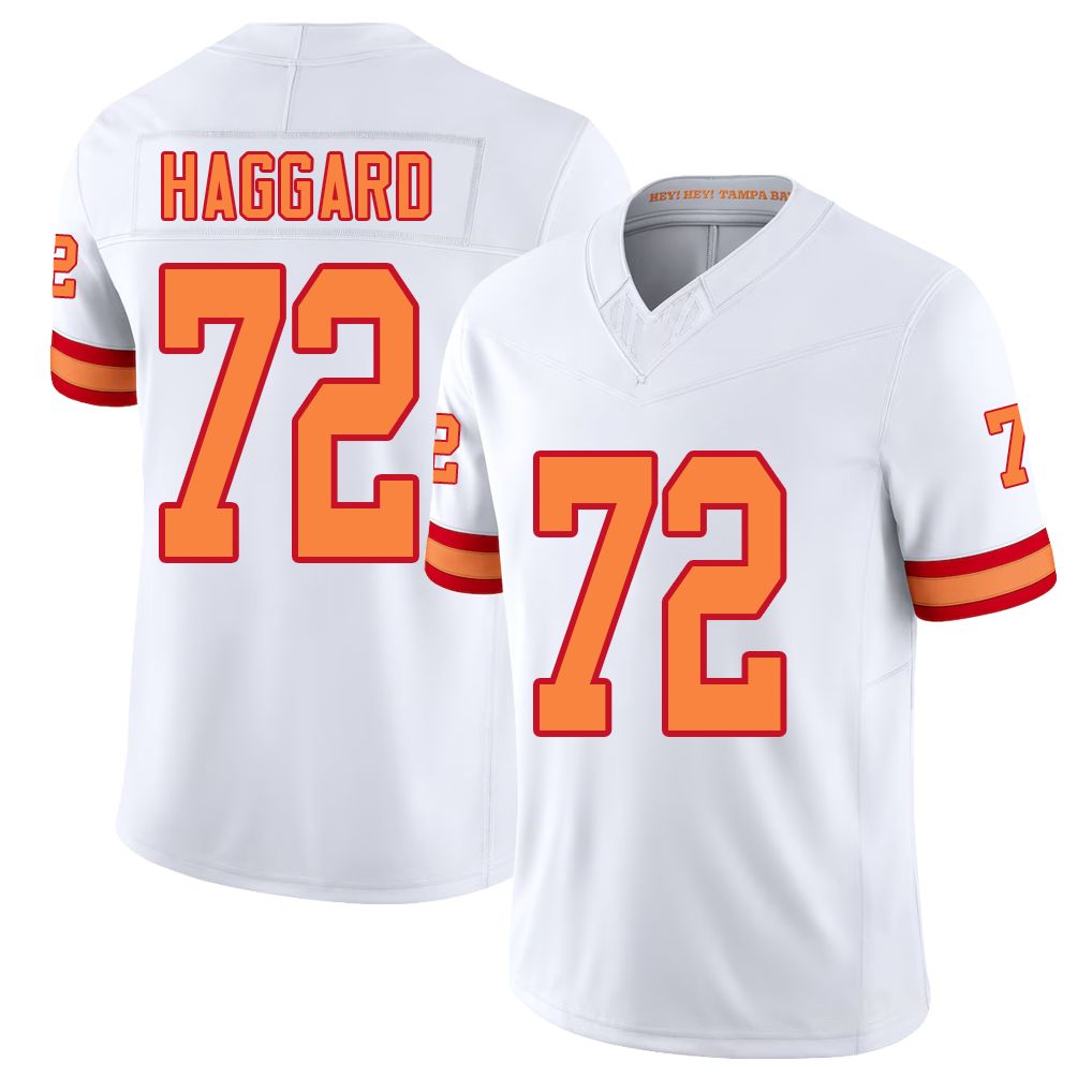 Tampa Bay #72 Haggard Player Football V Neck Short Sleeve White Jersey Luke For Men Youth Women Gift