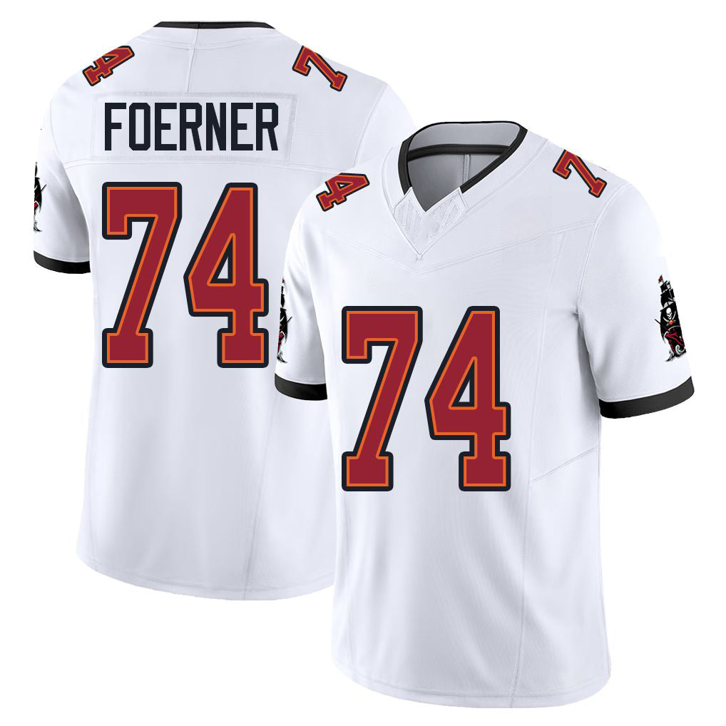Tampa Bay #74 Foerner Player Football V Neck Short Sleeve Jersey White Marshall For Men Youth Women Gift
