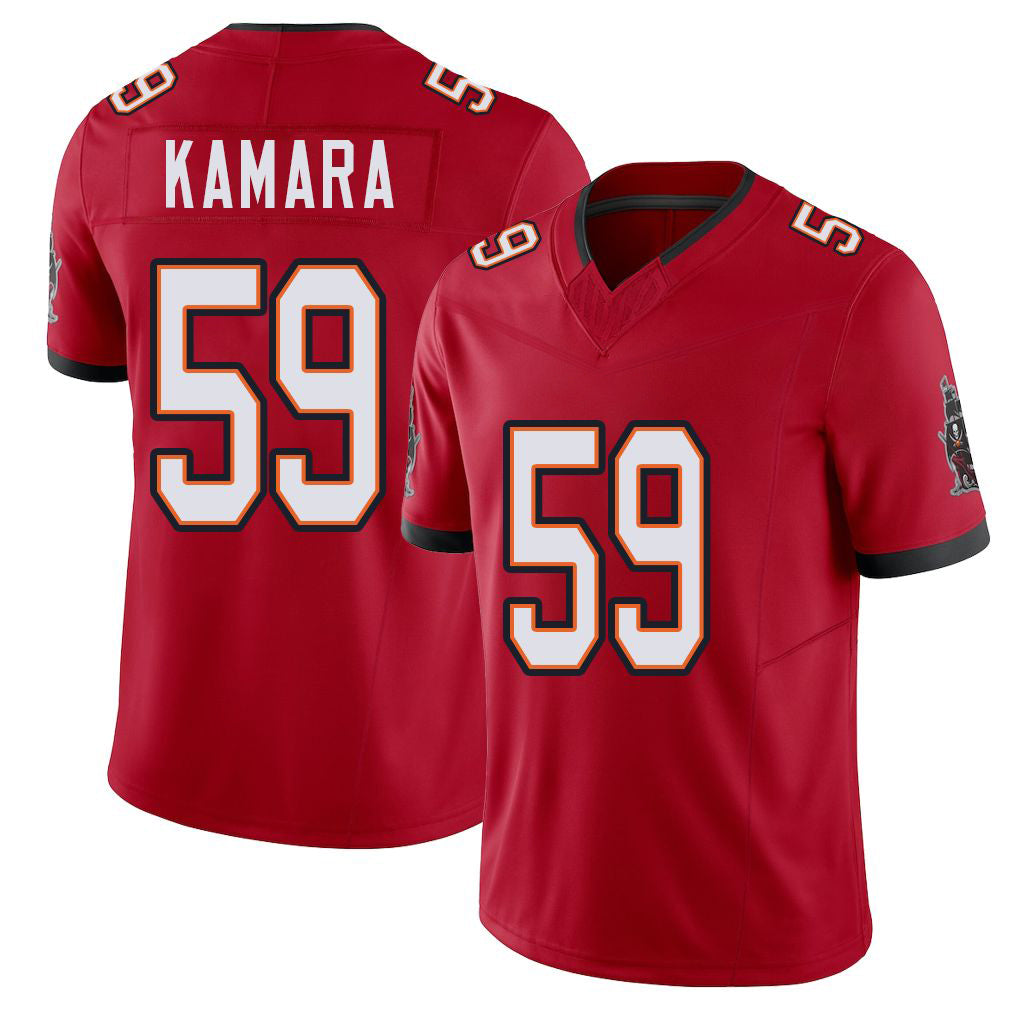 Tampa Bay #59 Kamara Player Football V Neck Short Sleeve Red Jersey Mohamed For Men Youth Women Gift