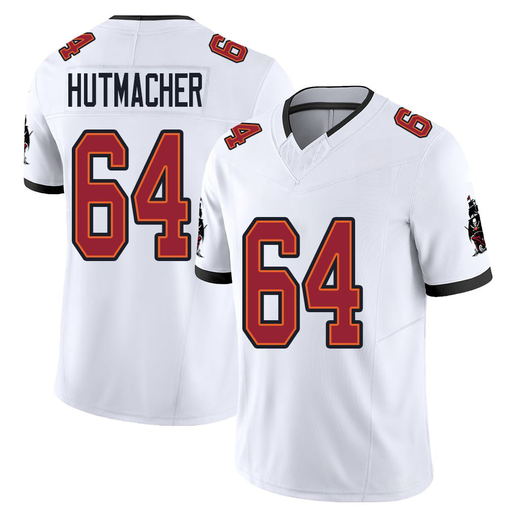 Tampa Bay #64 Hutmacher Player Football V Neck Short Sleeve Jersey White Nash For Men Youth Women Gift