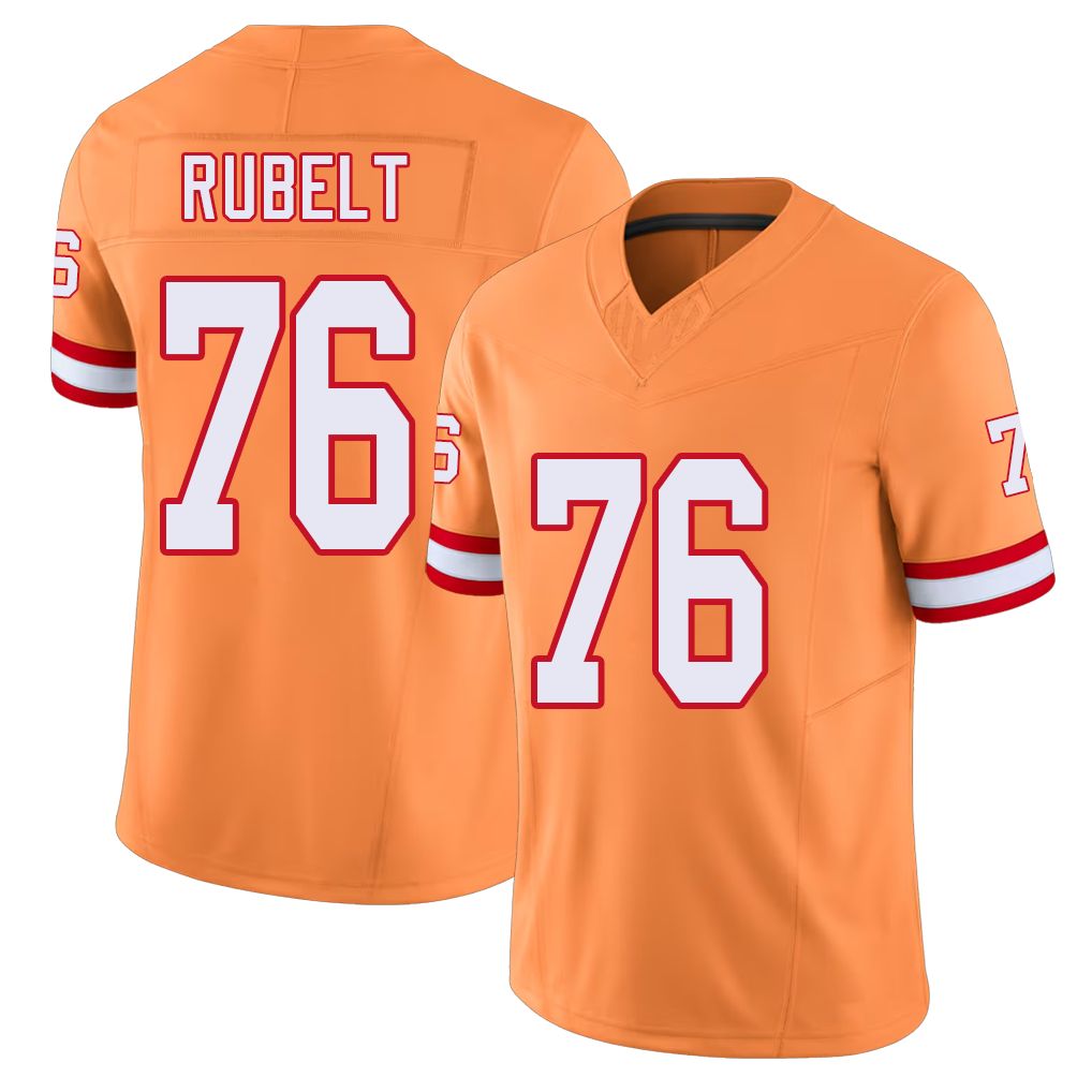 Tampa Bay #76 Rubelt Player Football V Neck Short Sleeve Orange Jersey Paul For Men Youth Women Gift
