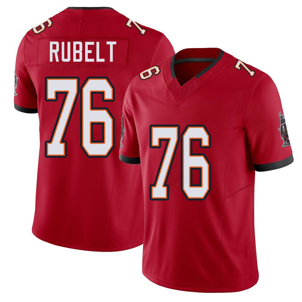 Tampa Bay #76 Rubelt Player Football V Neck Short Sleeve Red Jersey Paul For Men Youth Women Gift