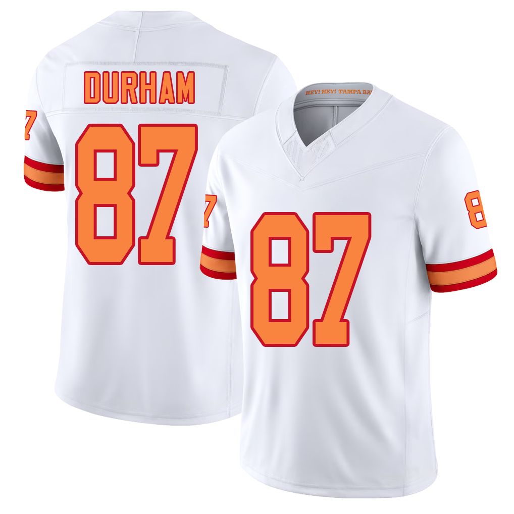Tampa Bay #87 Durham Player Football V Neck Short Sleeve White Jersey Payne For Men Youth Women Gift