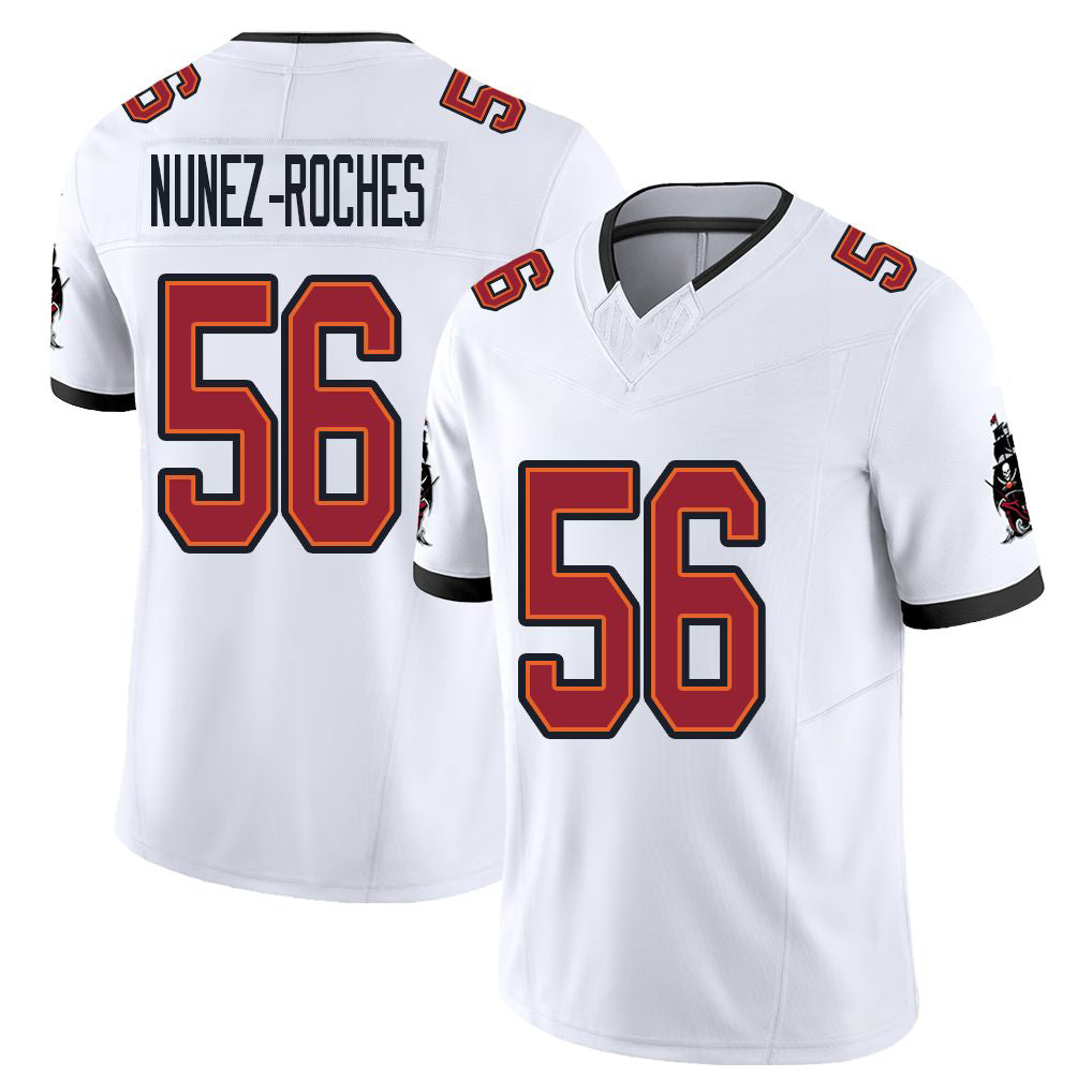 Tampa Bay #56 Nunez-Roches Player Football V Neck Short Sleeve Jersey White Rakeem For Men Youth Women Gift