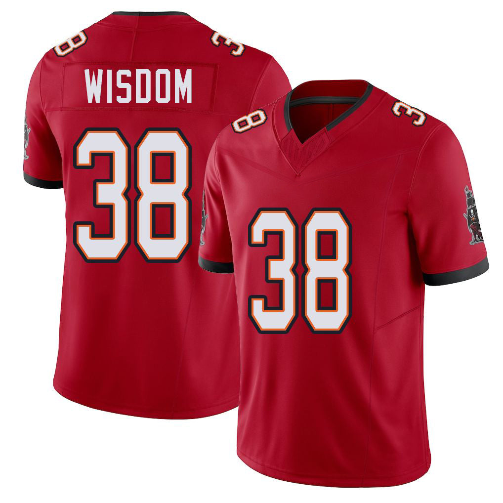 Tampa Bay #38 Wisdom Player Football V Neck Short Sleeve Red Jersey Rashad For Men Youth Women Gift