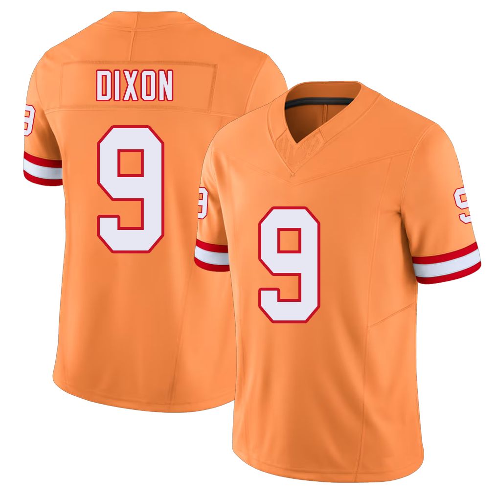 Tampa Bay #9 Dixon Player Football V Neck Short Sleeve Orange Jersey Riley For Men Youth Women Gift