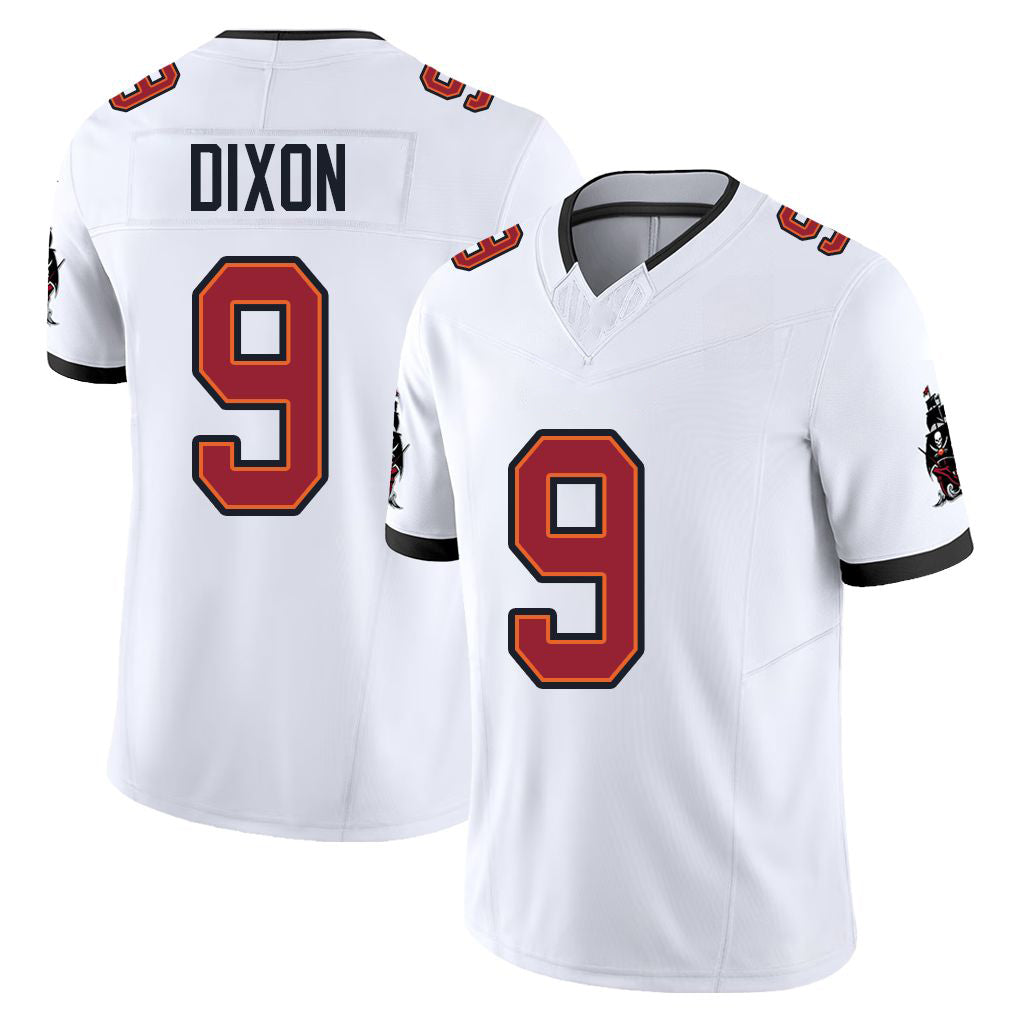 Tampa Bay #9 Dixon Player Football V Neck Short Sleeve Jersey White Riley For Men Youth Women Gift