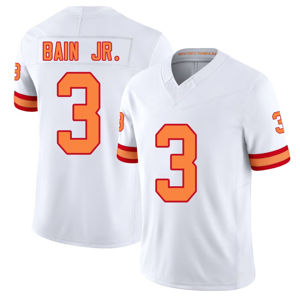 Tampa Bay #3 Bain Jr. Player Football V Neck Short Sleeve White Jersey Rueben For Men Youth Women Gift