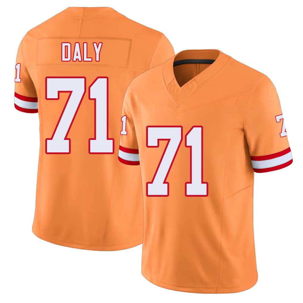 Tampa Bay #71 Daly Player Football V Neck Short Sleeve Orange Jersey Scott For Men Youth Women Gift