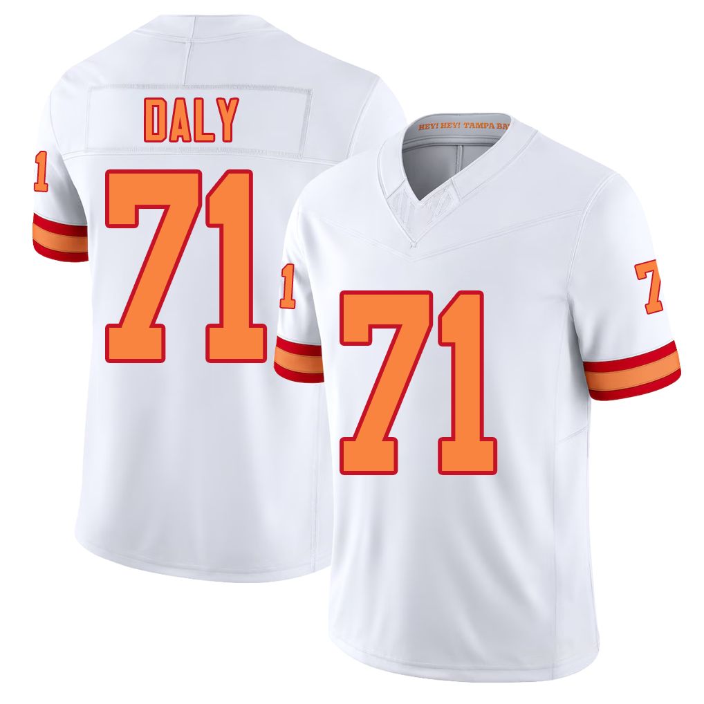 Tampa Bay #71 Daly Player Football V Neck Short Sleeve White Jersey Scott For Men Youth Women Gift