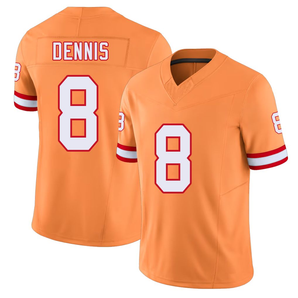Tampa Bay #8 Dennis Player Football V Neck Short Sleeve Orange Jersey SirVocea For Men Youth Women Gift