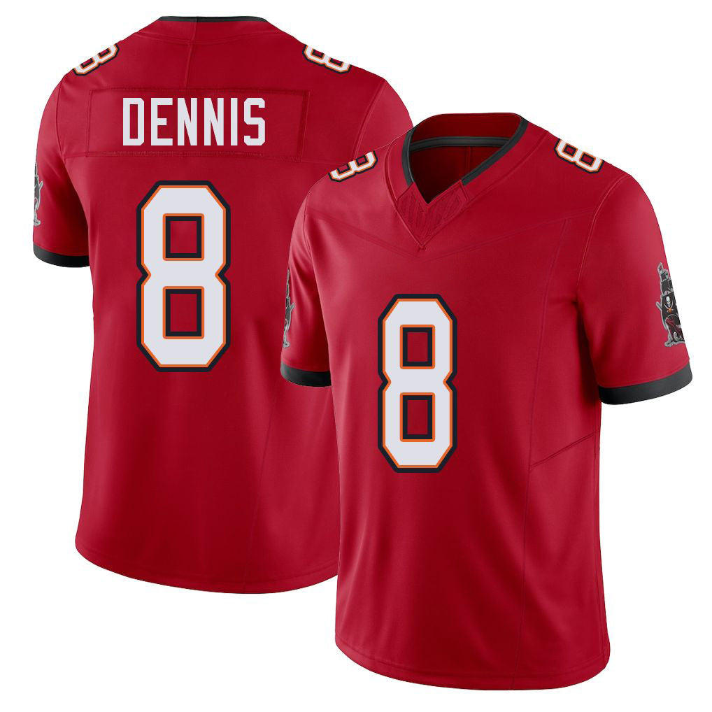 Tampa Bay #8 Dennis Player Football V Neck Short Sleeve Red Jersey SirVocea For Men Youth Women Gift