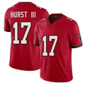 Tampa Bay #17 Hurst III Player Football V Neck Short Sleeve Red Jersey Ted For Men Youth Women Gift