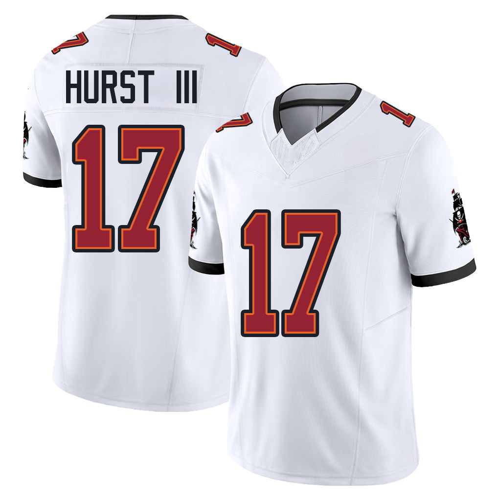 Tampa Bay #17 Hurst III Player Football V Neck Short Sleeve Jersey White Ted For Men Youth Women Gift