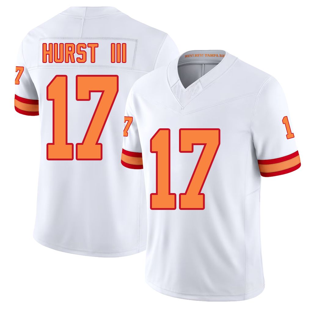 Tampa Bay #17 Hurst III Player Football V Neck Short Sleeve White Jersey Ted For Men Youth Women Gift