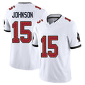 Tampa Bay #15 Johnson Player Football V Neck Short Sleeve Jersey White Tez For Men Youth Women Gift
