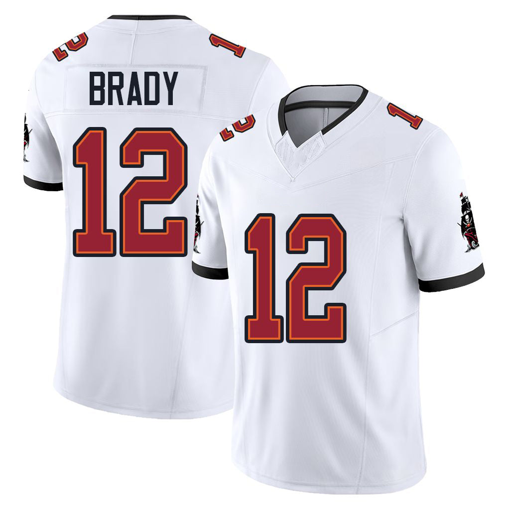 Tampa Bay #12 Brady Player Football V Neck Short Sleeve Jersey White Tom For Men Youth Women Gift