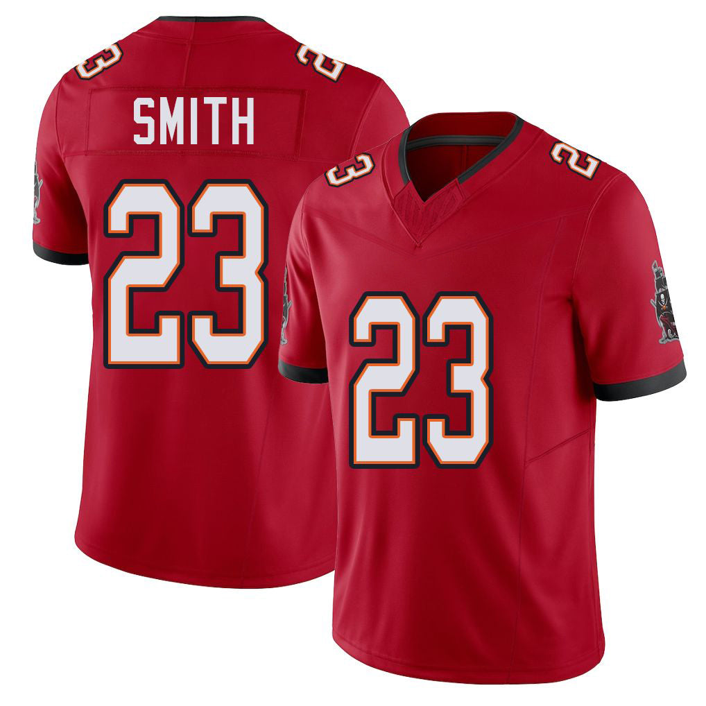 Tampa Bay #23 Smith Player Football V Neck Short Sleeve Red Jersey Tykee For Men Youth Women Gift