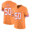 Tampa Bay #50 Vea Player Football V Neck Short Sleeve Orange Jersey Vita For Men Youth Women Gift