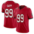 Tampa Bay #99 Sapp Player Football V Neck Short Sleeve Red Jersey Warren For Men Youth Women Gift