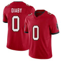 Tampa Bay #0 Diaby Player Football V Neck Short Sleeve Red Jersey Yaya For Men Youth Women Gift