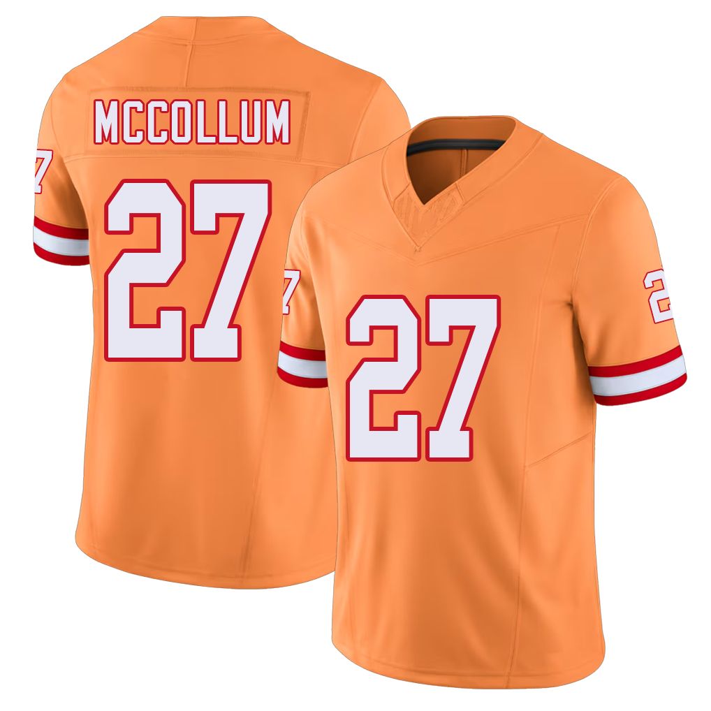 Tampa Bay #27 McCollum Player Football V Neck Short Sleeve Orange Jersey Zyon For Men Youth Women Gift