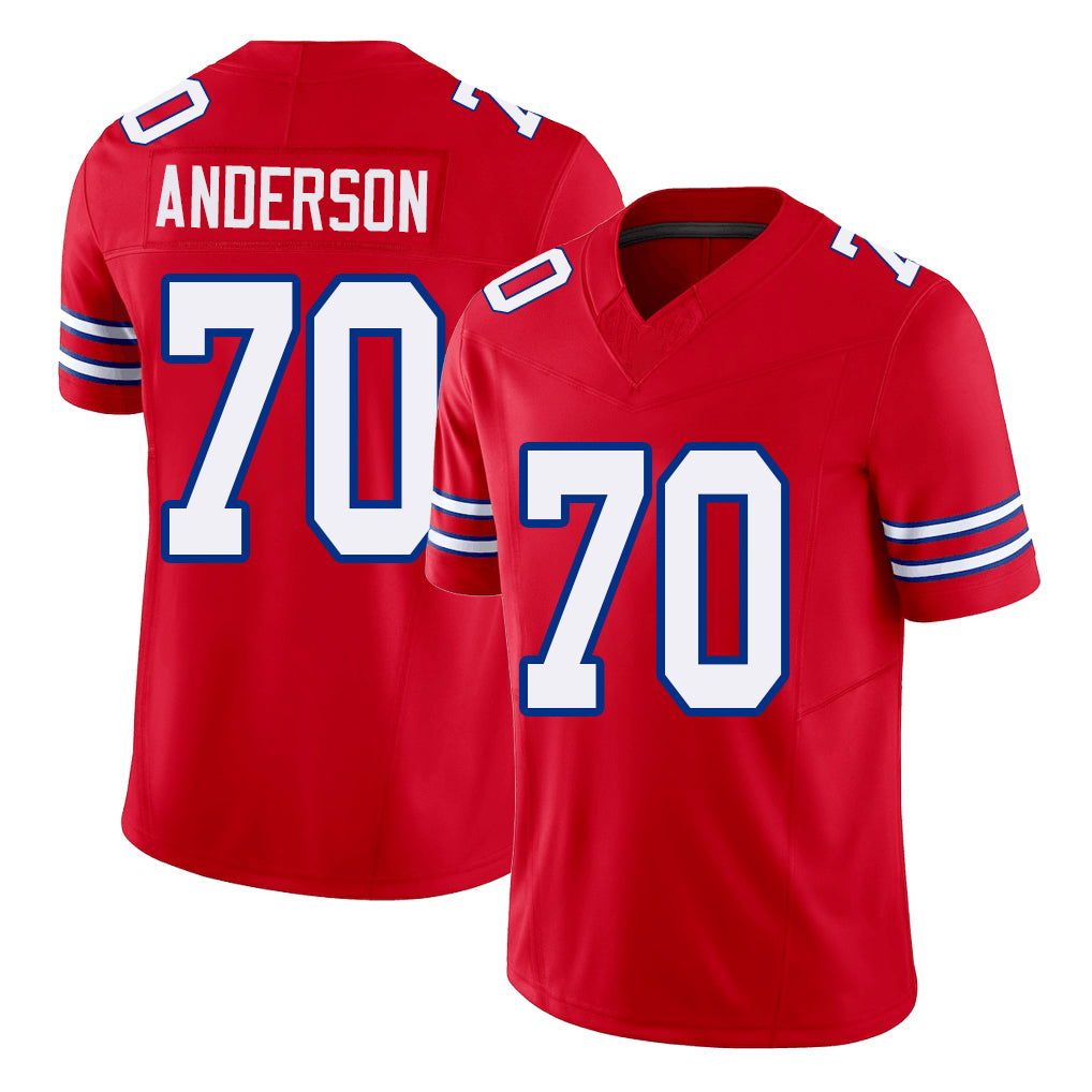 Buffalo #70 Anderson Player Football V Neck Short Sleeve Red Jersey Alec For Men Youth Women Gift