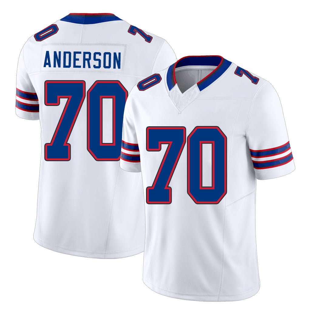 Buffalo #70 Anderson Player Football V Neck Short Sleeve White Jersey Alec For Men Youth Women Gift