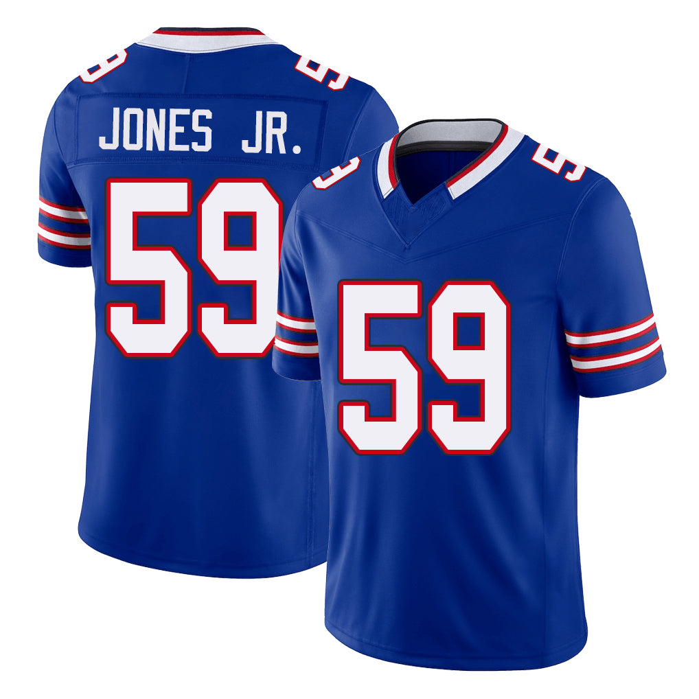 Buffalo #59 Jones Jr. Player Football V Neck Short Sleeve Royal Jersey Andre For Men Youth Women Gift