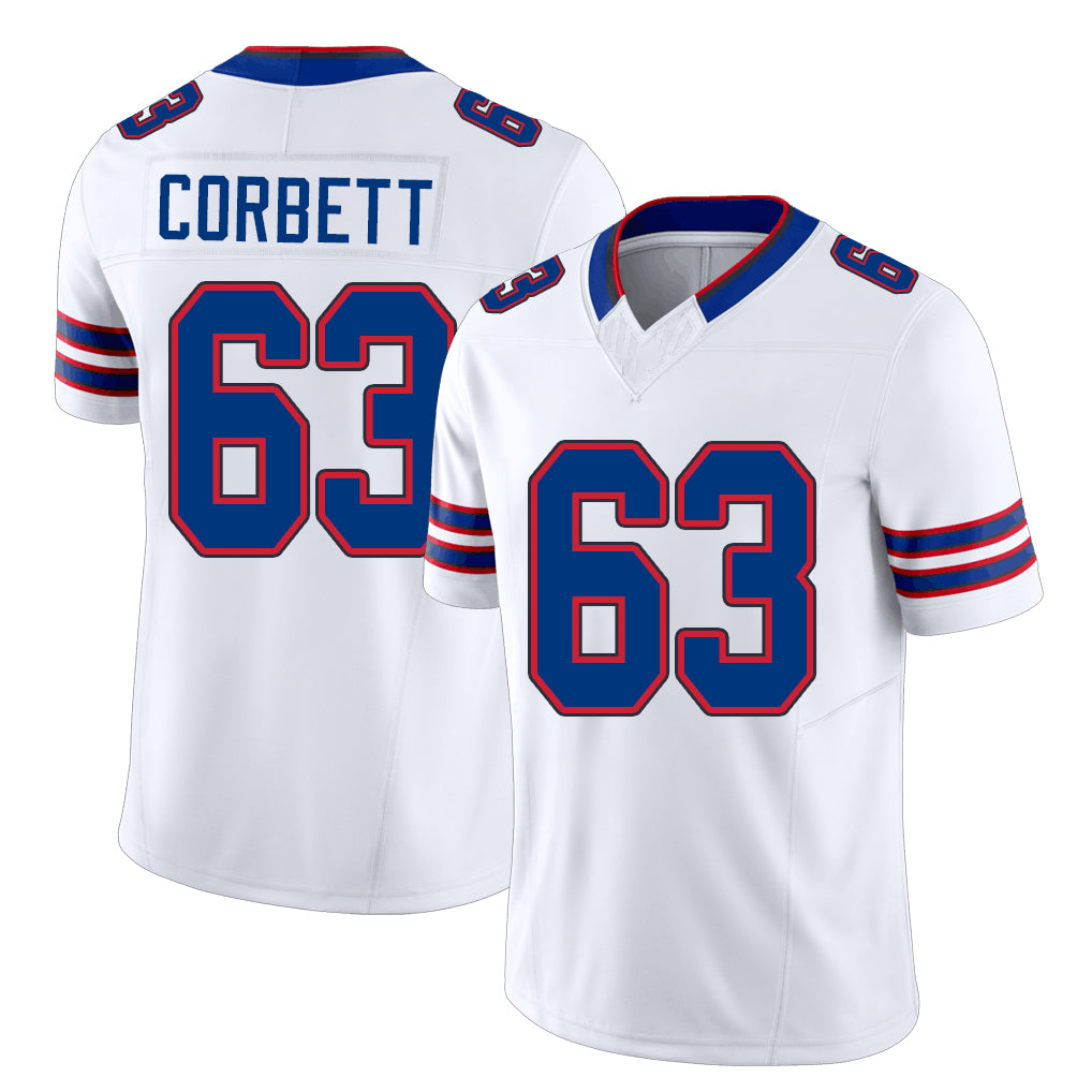 Buffalo #63 Corbett Player Football V Neck Short Sleeve White Jersey Austin For Men Youth Women Gift
