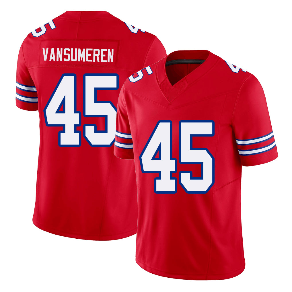 Buffalo #45 VanSumeren Player Football V Neck Short Sleeve Red Jersey Ben For Men Youth Women Gift