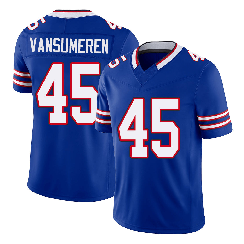 Buffalo #45 VanSumeren Player Football V Neck Short Sleeve Royal Jersey Ben For Men Youth Women Gift