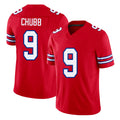Buffalo #9 Chubb Player Football V Neck Short Sleeve Red Jersey Bradley For Men Youth Women Gift