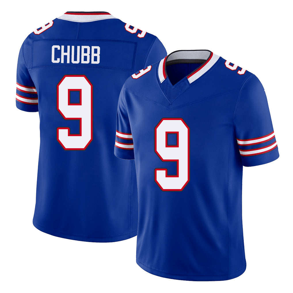 Buffalo #9 Chubb Player Football V Neck Short Sleeve Royal Jersey Bradley For Men Youth Women Gift