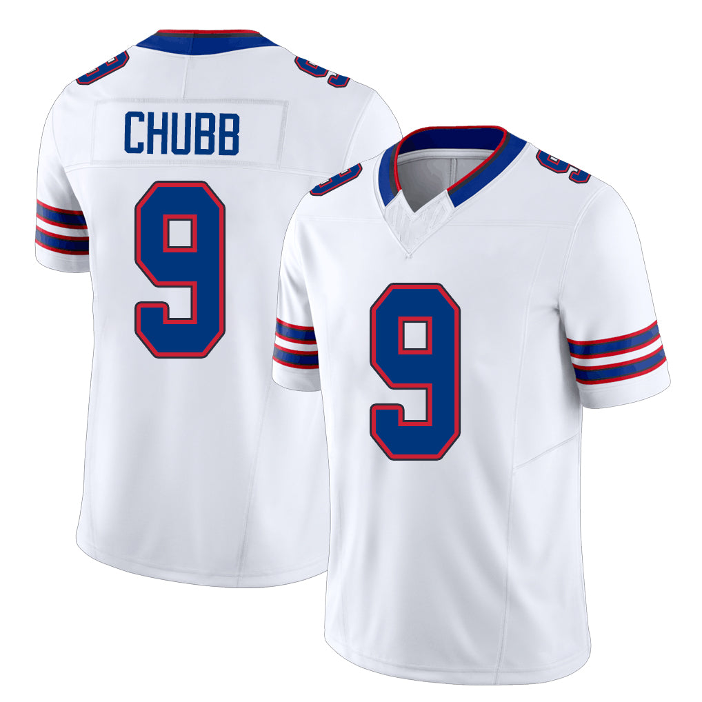 Buffalo #9 Chubb Player Football V Neck Short Sleeve White Jersey Bradley For Men Youth Women Gift